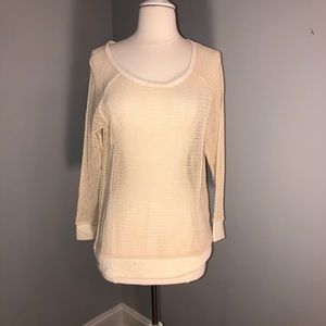 Made Brand Dark Cream Long Sleeve Crocheted Top